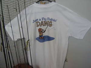 Back Side of Justa Fly Fishin Dawg T-Shirt